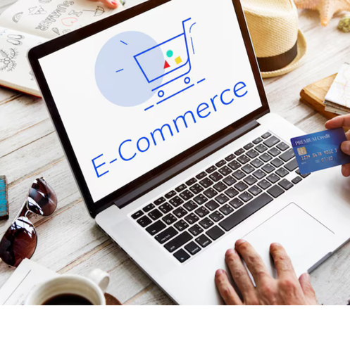 E-commerce concept on laptop screen